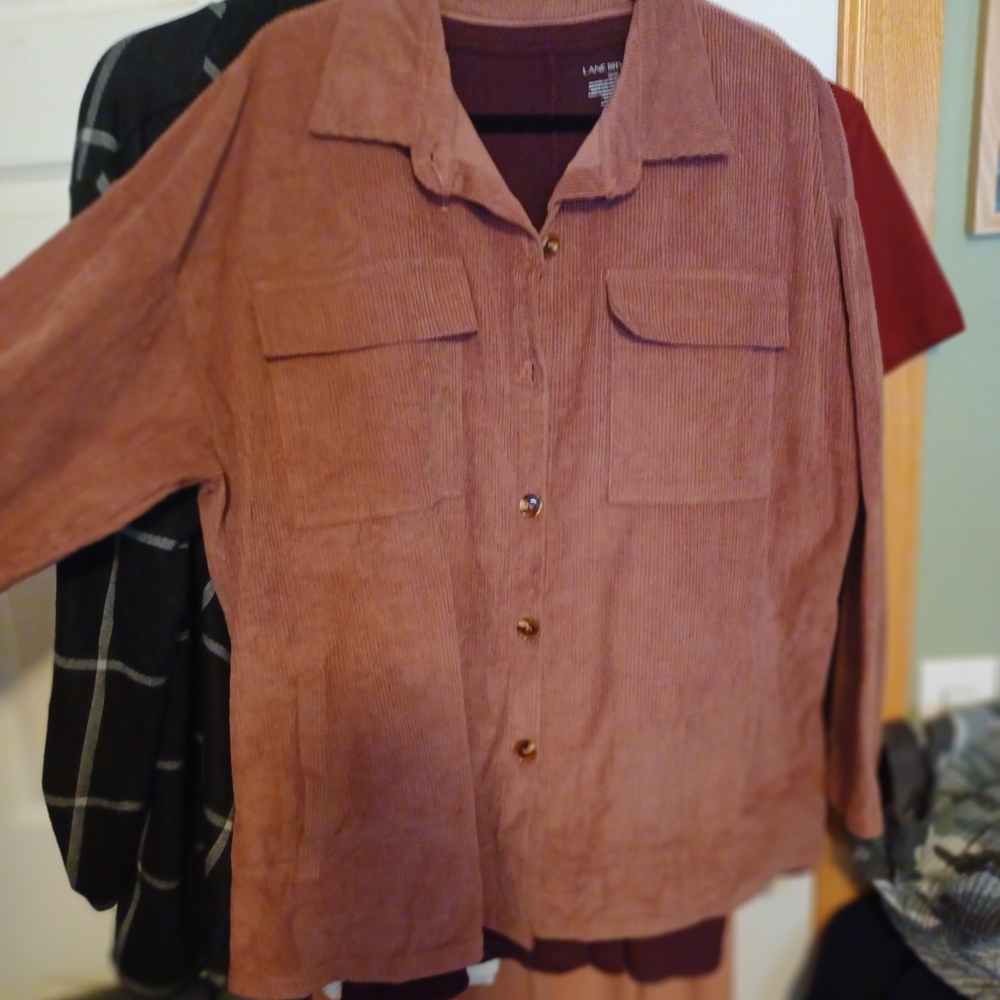 Corduroy Button-Up Shirt in Mauve